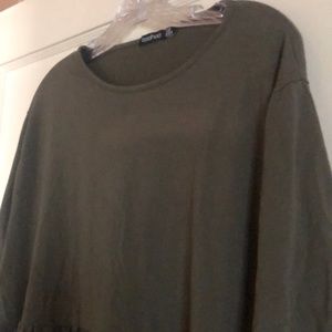 Make An Offer olive green Boohoo short sleeve gathered waist top✔️